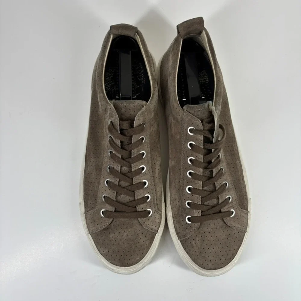 Pointer A.F.D. Men's US 11 Brown Perforated Suede Low-Top Court Lace-Up Sneakers